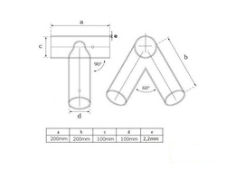 2 x conexión de viga Ø100 mm, 90°