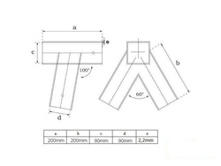 2 x conexión de viga 90x90 mm, 100°