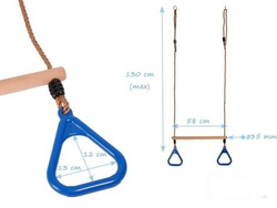 Trapecio de gimnasia con aros triangulares
