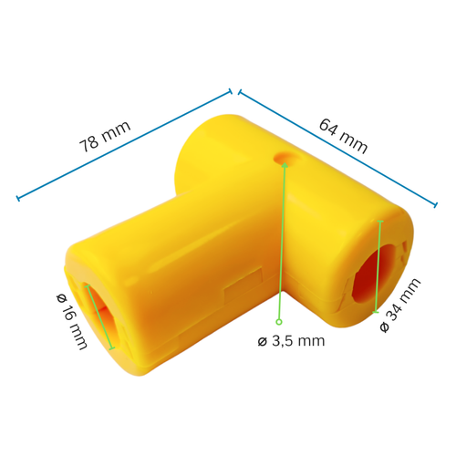 Conector en T para cable reforzado de Ø16 mm