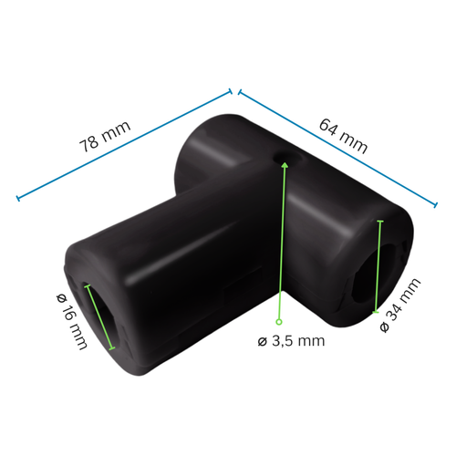 Conector en T para cable reforzado de Ø16 mm