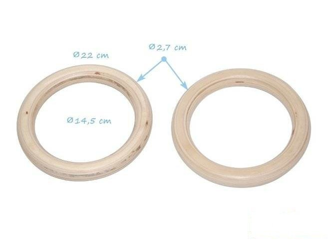 Anillas de gimnasia de madera (sin cuerdas)