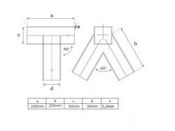 2 x Conector de haz 90x90 mm, 90°