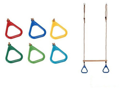 Trapecio de gimnasia con aros triangulares