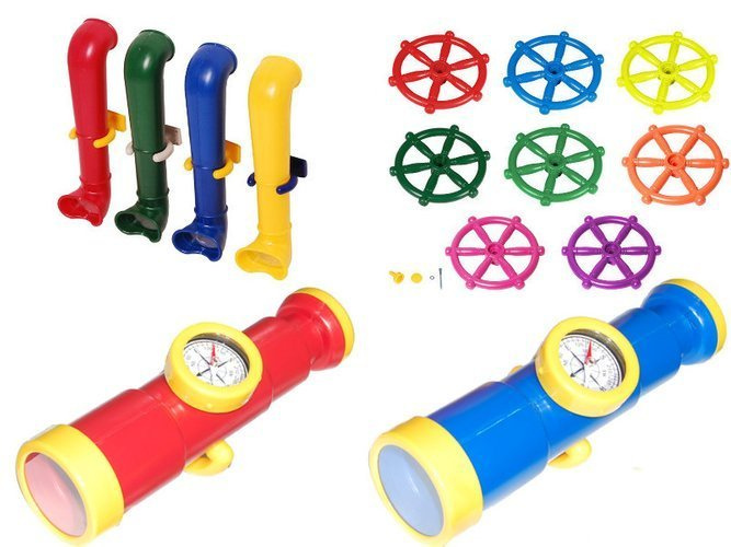 Timón + Periscopio + Telescopio con brújula - Accesorios para parques infantiles