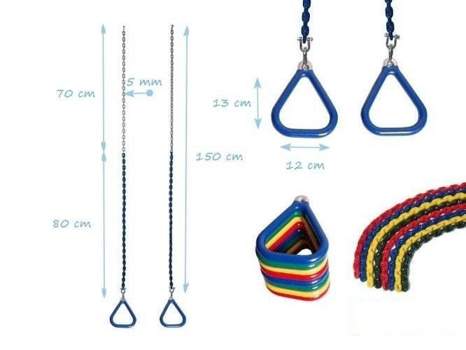 Aros de gimnasia triangulares encadenados