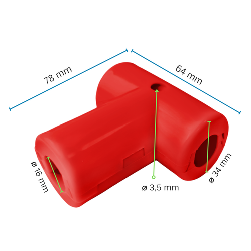 Conector en T para cable reforzado de Ø16 mm