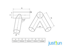 2 x conexión de viga Ø100 mm, 100°