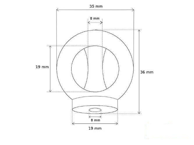 Ojal metálico de acero inoxidable M8
