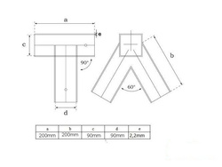 2 x Conector de haz 90x90 mm, 90°